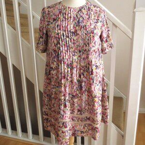 Buffalo Bitton Pastel Embroidered Short Sleeve Cotton Viscose Mini Shift Dress